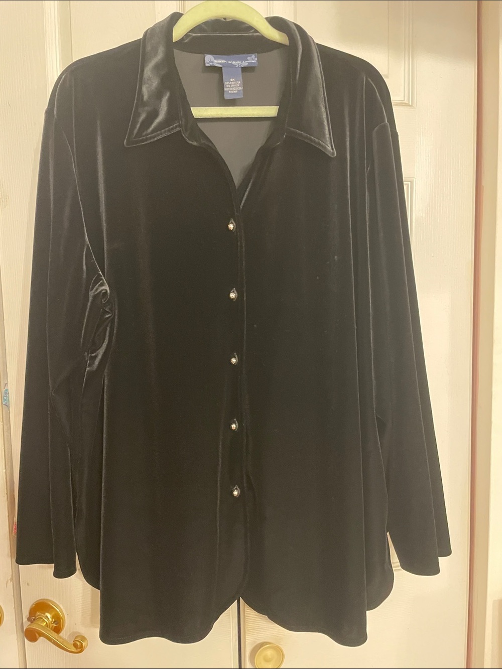 Susan Graver Black Velvet Shirt Jacket 3X